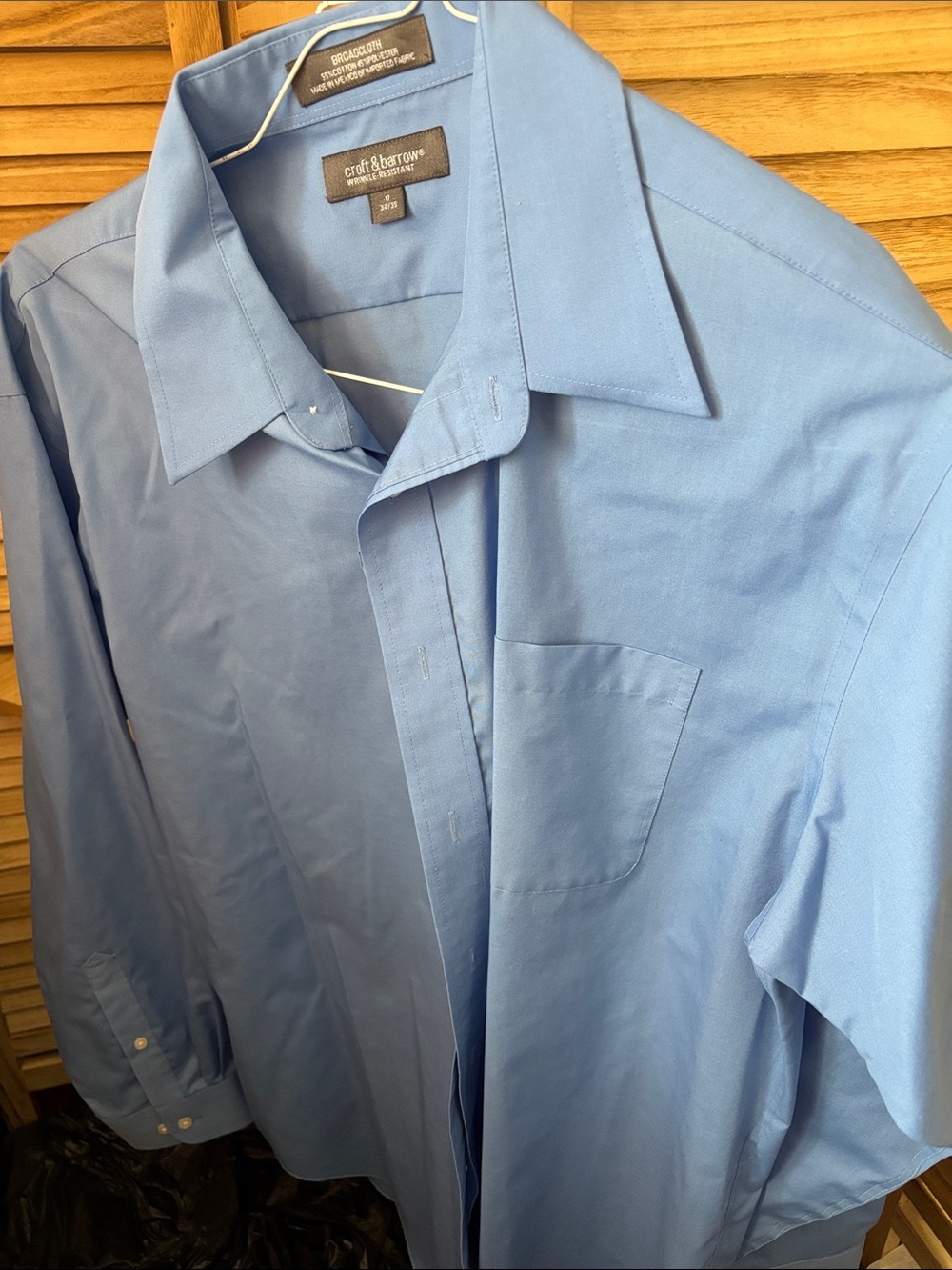 croft & barrow Blue Long-Sleeve Dress Shirt 17 34/35